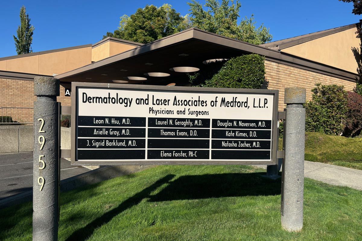 Dermatology and Laser Associates of Medford front of building sign
